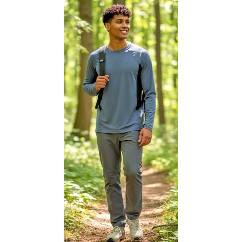 LOLE mens NWT long sleeve round neck wool gorpcore athleisure Small blue black